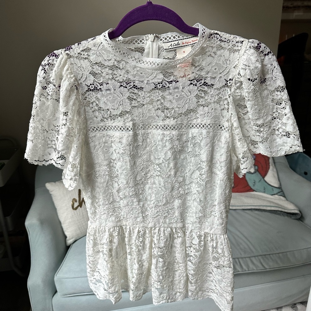 Chic White Ruffled Peplum Blouse